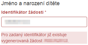 Upozornění na existující identifikátor